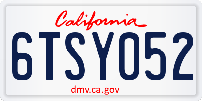 CA license plate 6TSY052