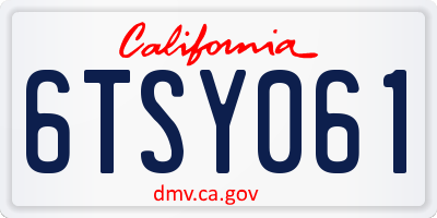 CA license plate 6TSY061
