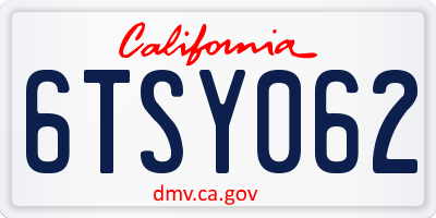 CA license plate 6TSY062