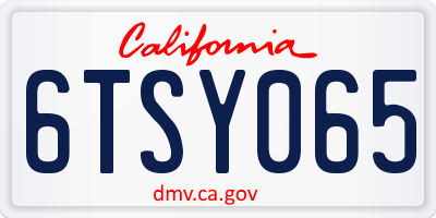 CA license plate 6TSY065