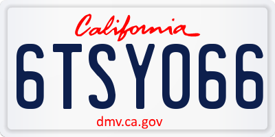 CA license plate 6TSY066
