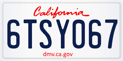 CA license plate 6TSY067