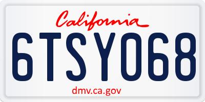CA license plate 6TSY068