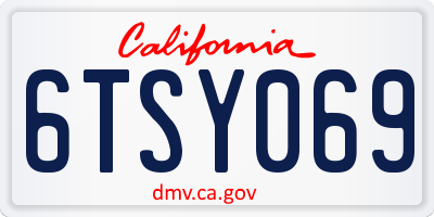 CA license plate 6TSY069