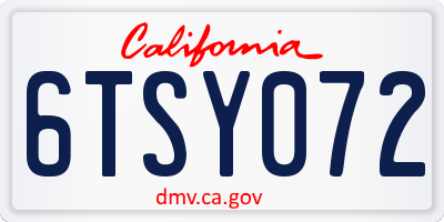 CA license plate 6TSY072