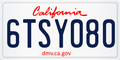 CA license plate 6TSY080