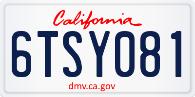CA license plate 6TSY081