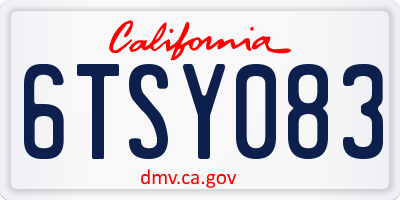 CA license plate 6TSY083