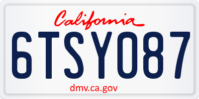 CA license plate 6TSY087