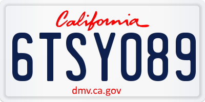 CA license plate 6TSY089