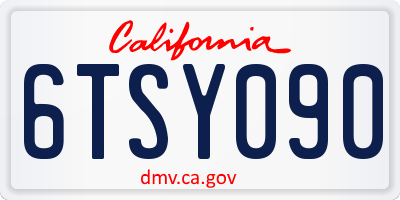 CA license plate 6TSY090