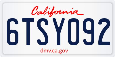 CA license plate 6TSY092