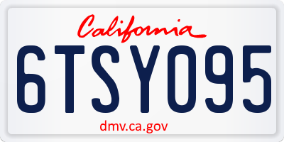 CA license plate 6TSY095