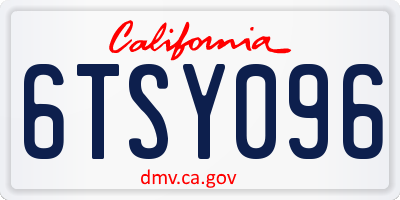 CA license plate 6TSY096