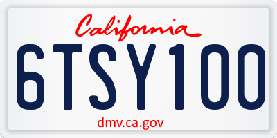 CA license plate 6TSY100