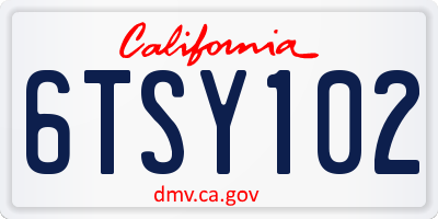 CA license plate 6TSY102