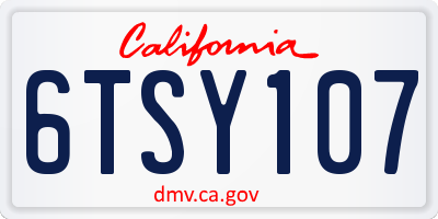 CA license plate 6TSY107
