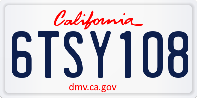 CA license plate 6TSY108