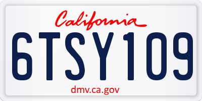 CA license plate 6TSY109