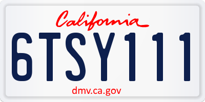 CA license plate 6TSY111