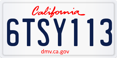 CA license plate 6TSY113