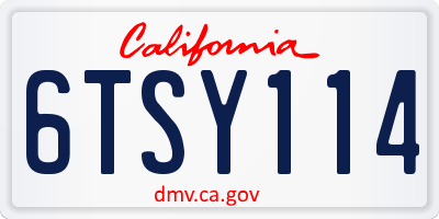 CA license plate 6TSY114