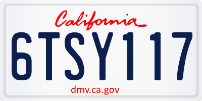 CA license plate 6TSY117