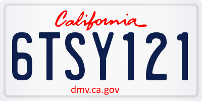 CA license plate 6TSY121