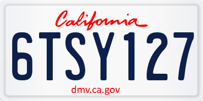 CA license plate 6TSY127