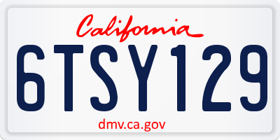 CA license plate 6TSY129