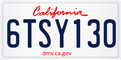 CA license plate 6TSY130