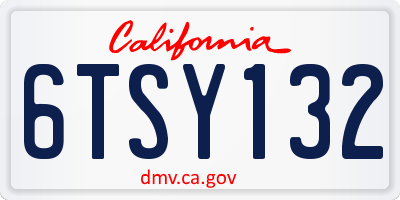 CA license plate 6TSY132