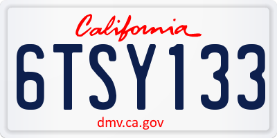 CA license plate 6TSY133