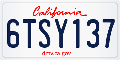 CA license plate 6TSY137