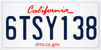 CA license plate 6TSY138