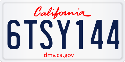 CA license plate 6TSY144