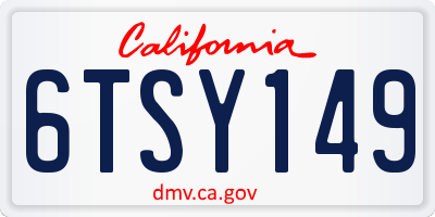 CA license plate 6TSY149