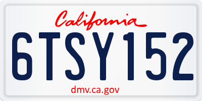 CA license plate 6TSY152