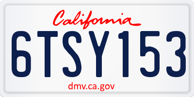 CA license plate 6TSY153