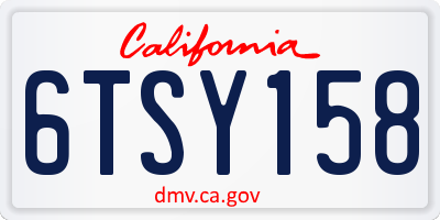 CA license plate 6TSY158