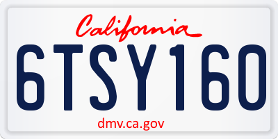 CA license plate 6TSY160