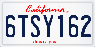 CA license plate 6TSY162
