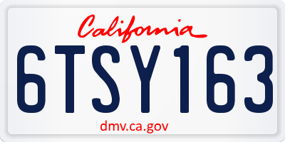 CA license plate 6TSY163