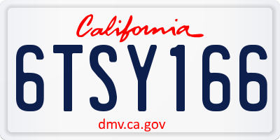 CA license plate 6TSY166
