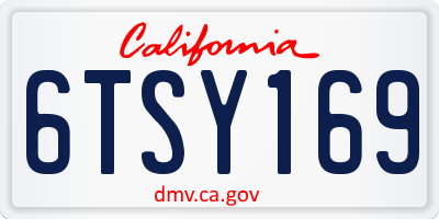 CA license plate 6TSY169