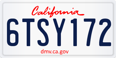 CA license plate 6TSY172
