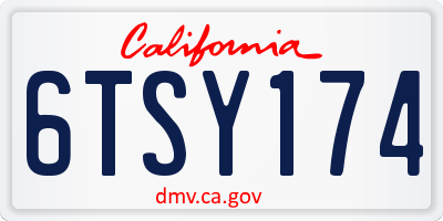 CA license plate 6TSY174