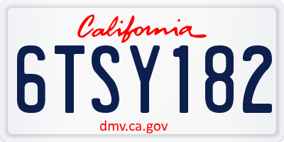 CA license plate 6TSY182
