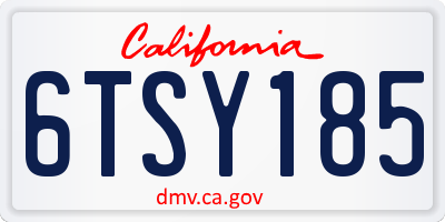 CA license plate 6TSY185