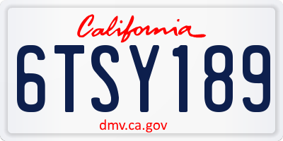 CA license plate 6TSY189